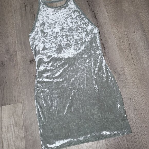 Sadie & Sage Silver blue Crushed Velvet Bodycon backles ini dress sexy Medium - Picture 7 of 9